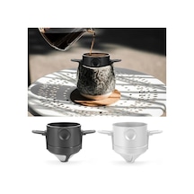 Oldfriend Siyah Paslanmaz Çelik Katlanır Kahve Filtresi - Askılı Kağıtsız El Yıkama