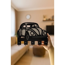 Vosvos Araba Figürlü Duvar Anahtarlık Askısı Siyah - Beyaz