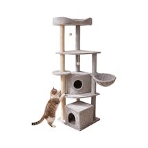 Tommy Çok Katlı Lüks Kedi 50x50x158 Evli Tırmalama Gri