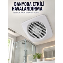 Dekoratif Havalandırma Aspiratörü 120 Mm 180 M³/h Duvar Ve Tavan Montajlı - Lisinya Beyaz