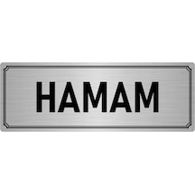 Metal Yönlendirme Levhası, Departman Kapı İsimliği Hamam 7x20 cm Gümüş Renk
