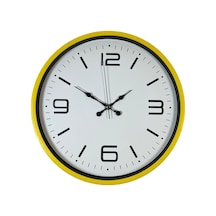 36 Cm Sarı Dekoratif Duvar Saati Beyaz - Sarı