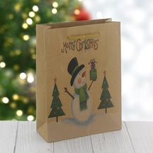 6 Adet 15X20Cm Kraft Karton Çanta Kardan Adam