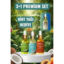 Premium Set Soğuk Sıkım Hint Yağı, Hindistan Cevizi, Avokado, Kayısı Çekirdeği Yağı 80 ML