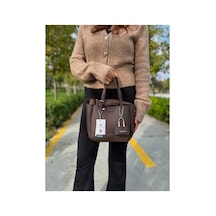 Just Polo Lüks Tasarım 3 Bölmeli Yumuşak Deri Lüks Ve Şık Dokunuş El & Omuz Çantası Shoulder Bag Kahverengi