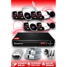 Bayicam 8 Kameralı Panda 2 İç Kamera Set HDD'siz Full HD Gece Görüşlü Güvenlik Kamerası Sistemi