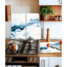 Takım Halinde Mavi Deniz 20X30 CM Kesme Tablası ve 60X52Cm Cam Oc