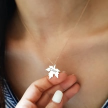 Kişiye Özel Isimli Çinar Yapraği Gümüş Kolye Özel Gün Hediyesi 437355675