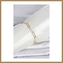 Bezos Cm 14k Gold Renk Kalın Ataç Zincir Model Kadın Bileklik 22