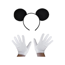 Mey İthalat Siyah Mickey Mouse Tacı Ve Beyaz Eldiven Seti