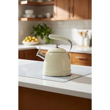 Teatime Paslanmaz Çelik Düdüklü Su Isıtıcısı Krem - 3 L Diğer