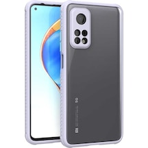 Kilifone - Mi 10t Pro 5g Uyumlu Kılıf Arkası Şeffaf Renkli Kenarlı Kaff Kapak - Mor - T16912