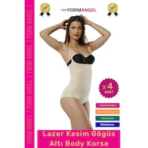 Carlburn Korse İz Göstermeyen Lazer Kesim Toparlayıcı Şekillendirici Kaymaz Göğüs Altı Body Korse - 4 Adet Ten