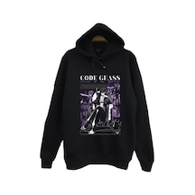 Lelouch Lamperouge - Anime - Karakter Baskılı Unisex %100 Pamuk Kapüşonlu Sweatshirt Siyah