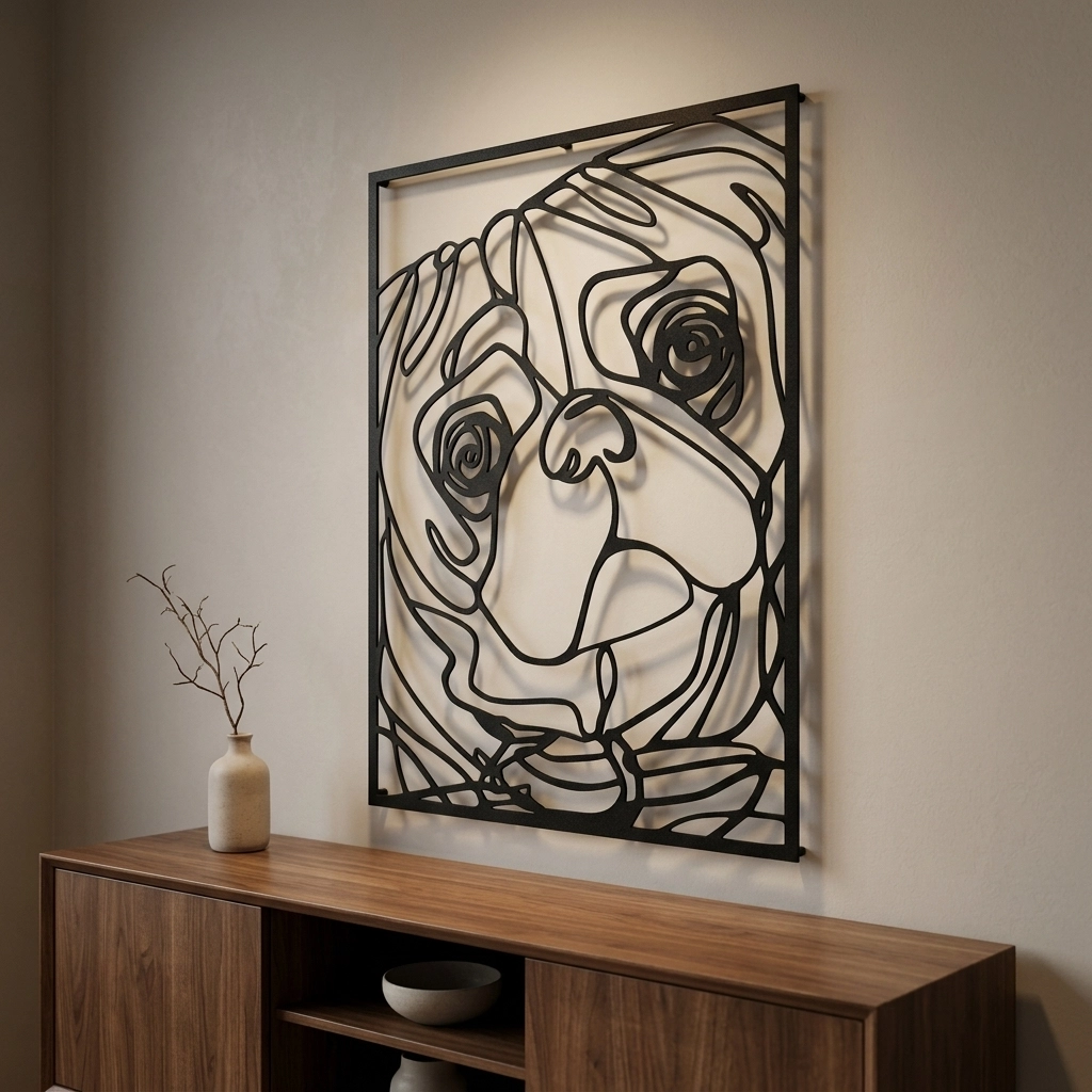 Pug Metal Tablo Siyah