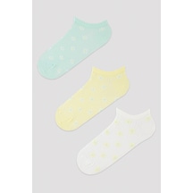 Penti Colorful Floral 3lü Patik Mint - Sarı