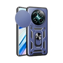 Realme 12 Kılıf Magnetik Standlı Kamera Korumalı Klfs Sürgülü Vega Kapak - Mavi Mavi