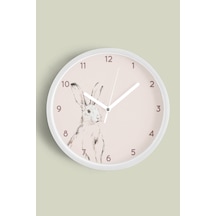 Soyut Tavşan Modern Tasarım Duvar Saati - 35cm - Önü Camlı Beyaz Kasa - Sessiz Mekanizma Beyaz