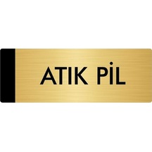 Metal Yönlendirme Levhası, Departman Kapı Isimliği Atık Pil 5x20 Cm Altın Renk