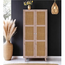 Floradesign Bali Bohem Jüt Gardırop /elbise Dolabı Iki Kapaklı Dolap / Çok Amaçlı Dolap Mdf Jüt Kapaklı