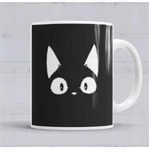 Cats Beyaz Kedi Siyah Zemin Kupa Bardak Porselen Karışık