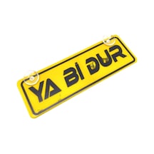 Ya Bi Dur Yazılı Sarı Dekor Plaka Vantuzlu Cam Süsü
