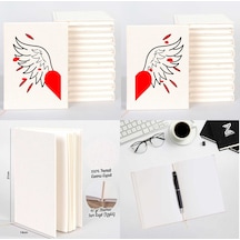 Heart Angel Wing Sevgili Çift Kanvas Defter Krem