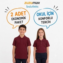 Bulutteks Okullu 2adet Polo Yaka Bordo Kısa Kol Okul Tişörtleri Kıyafetleri Üniforması Çocuk Genç