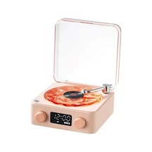 Waves Nostalji Plak Görünümlü Bluetooth Hoparlör 3d Ses Dalgası Retro Müzik Plak Pembe