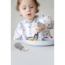 304 Çelik Gri Bebek Ayıcık Model Çocuk Kaşık Ve Çatal Set Cin766gr