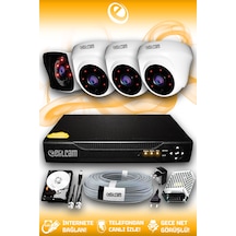 Elitcam 4 Kameralı Kare 3 İç Kamera Set 2 TB HDD Full HD Gece Görüşlü Güvenlik Kamerası Sistemi