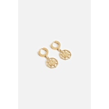 Altın Medallion Halka Küpe Gold