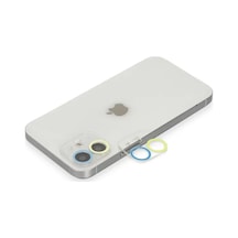 Newface Apple iPhone Uyumlu 12 Renkli Kamera Lens Koruma Cam - Sarı-mavi