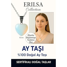 Erilsa Sertifikalı Kalp Model Mini Ay Taşı Kolye Duygusal Denge Ve Diş Çok Renkli