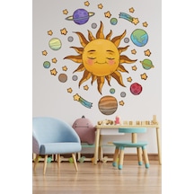 Güneş Sistemi ve Uzay Duvar Sticker Sulu Boya Renkler