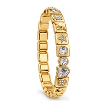 Les Petites Mains Kalp Yıldız Ve Çiçek Figürlü Zirkon Taşlı Gold Lastikli Bileklik Gümüş