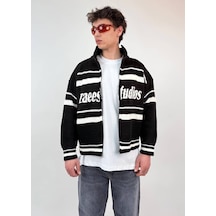 Zaee Studio Stripe Knit Crop Boy Triko Ceket beyaz
