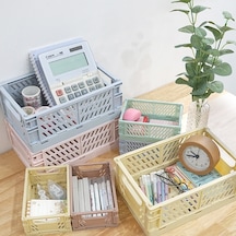 Sones Katlanabilir İstiflenebilir Depolama Sepeti Plastik İçi Boş Ev Ofis Düzenleyici Konteyner Küçük Açık Mavi Diğer