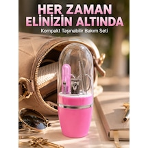 Pembe Manikür Pedikür Bakım Seti Cımbız Tırnak Makası Makas Törpü - Lisinya