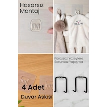 4 Adet Güçlü Çerçeve Askısı Yapışkanlı Raf Tutucu Banyo Askı Kanca Şeffaf Diğer