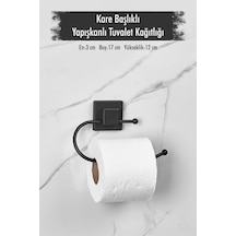Buççin Online Mağaza Yapışkanlı Kare Başlıklı Siyah Tuvalet Kağıtlığı Ahşap Çok Renkli