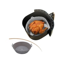 Renkli Isıya Dayanıklı Yıkanılabilir Silikon Fırın Ve Airfryer Yuvarlak Pişirme Matı 20 Cm Kahverengi