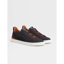 Erkek Deri Sneaker Siyah Kahverengi Ve Beyaz Kahverengi Siyah