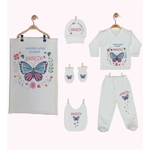 Pia Baby Gl 1910-07 İsme Özel Battaniye Zıbın Set Krem