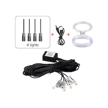 Uygulama Ses Kontrolü Ile Araba Iç Neon Rgb Led Ortam Işığı Fiber Optik Kit Usb 5m 4 İn 1 1 Piece Set