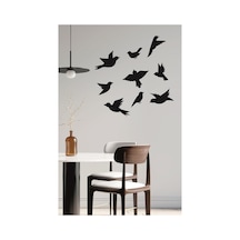 Uçan Kuşlar Dekoratif Duvar Sticker Kuş Sürüsü Siyah M2k Minimalist Duvar Modaya Uygun Çıkartmaları