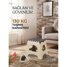 4 Adet Küçük Sağlam Dayanıklı Kullanışlı Şık Katlanır Tabure Ma084 Bej 4 Adet