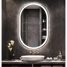 Nuun Dekor 80x50 Dokunmatik Beyaz Ledli Oval Ayna Dimmer Beyaz