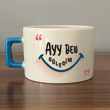 Ayy Benim Gülerim Baskılı Mavi Kulplu C Fincan