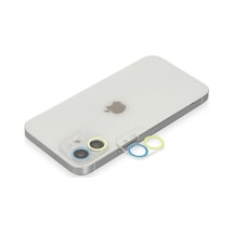 İphone 11 Renkli Kamera Lens Koruma Cam - Sarı-mavi